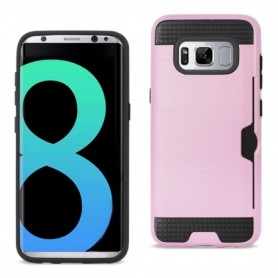 SAMSUNG GALAXY S8 EDGE/ S8 PLUS SLIM ARMOR HYBRID CASE WITH CARD HOLDER IN PINK