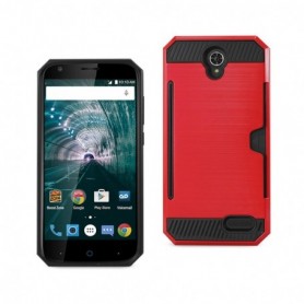 ZTE WARP 7/ Z959 SLIM ARMOR HYBRID CASE WITH CARD HOLDER IN RED