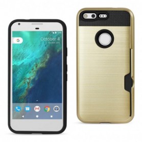 GOOGLE PIXEL SLIM ARMOR HYBRID CASE WITH CARD HOLDER IN GOLD