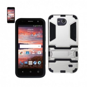 ZTE OVERTURE 2 KICKSTAND CASES-BLACK SILVER