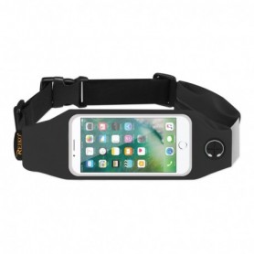 RUNNING SPORT BELT FOR IPHONE 7/ 6/ 6S OR 5 INCHES DEVICE WITH TWO POCKETS IN BLACK