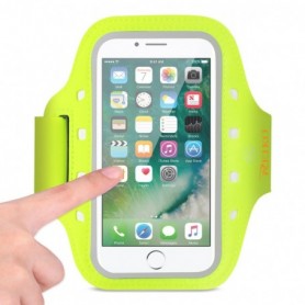 RUNNING SPORTS ARMBAND FOR IPHONE 7/ 6/ 6S OR 5 INCHES DEVICE WITH LED IN GREEN (5x5 INCHES)