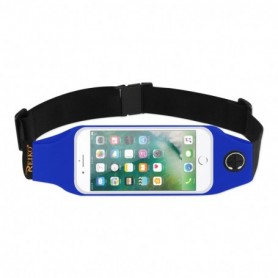 RUNNING SPORT BELT FOR IPHONE 7 PLUS OR 5.5 INCHES DEVICE WITH TWO POCKETS AND LED IN BLUE