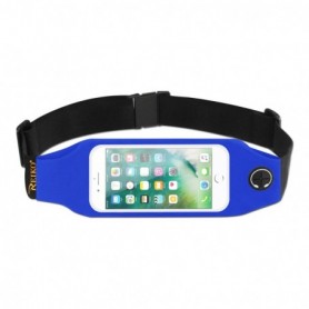 RUNNING SPORT BELT FOR IPHONE 7/ 6/ 6S OR 5 INCHES DEVICE WITH TWO POCKETS AND LED IN BLUE