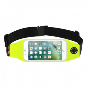 RUNNING SPORT BELT FOR IPHONE 7 PLUS OR 5.5 INCHES DEVICE WITH TWO POCKETS AND LED IN GREEN