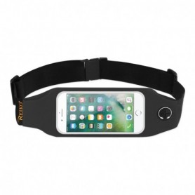 RUNNING SPORT BELT FOR IPHONE 7/ 6/ 6S OR 5 INCHES DEVICE WITH TWO POCKETS AND LED IN BLACK