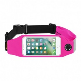RUNNING SPORT BELT FOR IPHONE 7/ 6/ 6S OR 5 INCHES DEVICE WITH TWO POCKETS IN PINK