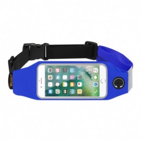 RUNNING SPORT BELT FOR IPHONE 7/ 6/ 6S OR 5 INCHES DEVICE WITH TWO POCKETS IN BLUE