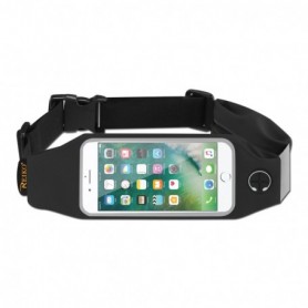 RUNNING SPORT BELT FOR IPHONE 7 PLUS/ 6S PLUS OR 5.5 INCHES DEVICE WITH TWO POCKETS IN BLACK