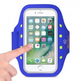 RUNNING SPORTS ARMBAND FOR IPHONE 7/ 6/ 6S OR 5 INCHES DEVICE WITH LED IN BLUE (5x5 INCHES)