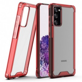 Samsung Galaxy S20 Fan Edition High quality TPU Bumper and Clarity PC Case In Red