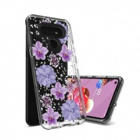 Pressed dried flower Design Phone case for LG K51 in Purple