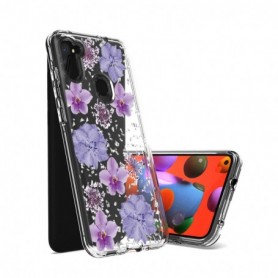 Pressed dried flower Design Phone case for SAMSUNG GALAXY A11 in Purple