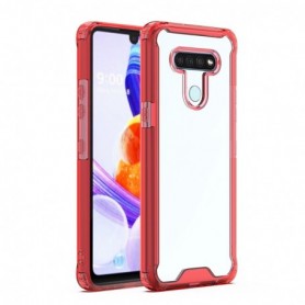 LG K51 High quality TPU Bumper and Clarity PC Case In Red