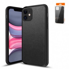 Premium PU Leather Outside and Flexible TPU Silicone Hybrid Slim Case for Iphone 11