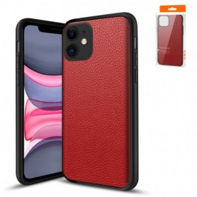 Premium PU Leather Outside and Flexible TPU Silicone Hybrid Slim Case for IPhone 11
