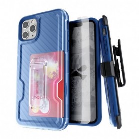 Iron Armor3 Blue Rugged Case + Holster with tempered glass  for Apple iPhone 11  Pro Max