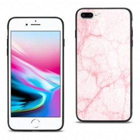 iPhone 8 Plus Hard Glass Design TPU Case With Pink Marble
