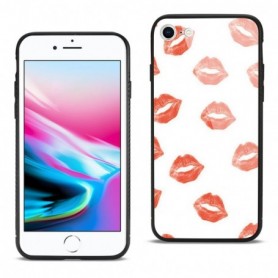 iPhone 7/8/SE2 Hard Glass Design TPU Case With Lipstick Kiss Pattern