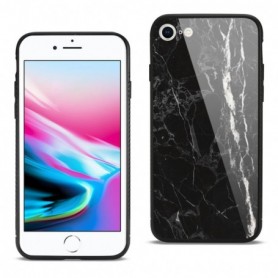 iPhone 7/8/SE2 Hard Glass Design TPU Case With Black Marble