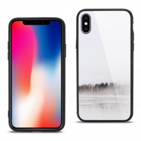 iPhone X Hard Glass Design TPU Case With Lake Scene
