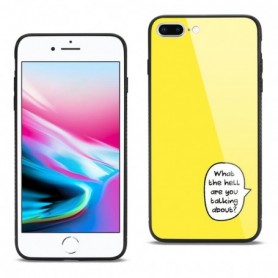 iPhone 8 Plus Hard Glass Design TPU Case In Yellow