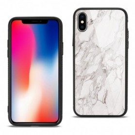 iPhone X Hard Glass Design TPU Case With White Marble