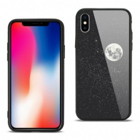 iPhone X Hard Glass Design TPU Case With Universe Pattern