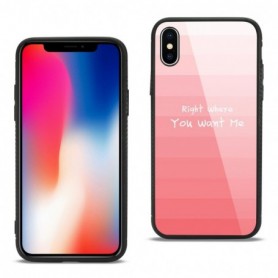 iPhone X Hard Glass Design TPU Case In Pink