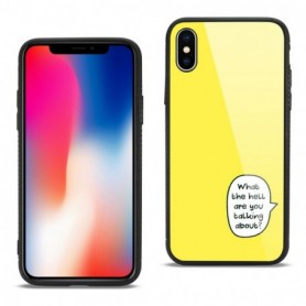 iPhone X Hard Glass Design TPU Case In Yellow