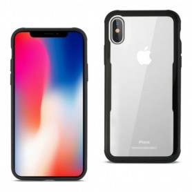 iPhone X Hard Glass TPU Case With Tempered Glass Screen Protector In Clear Black