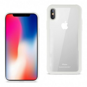 iPhone X Hard Glass TPU Case With Tempered Glass Screen Protector In Clear White
