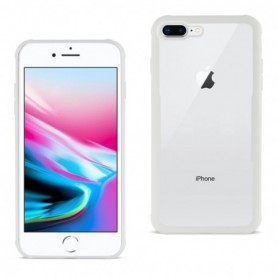 iPhone 8 Plus Hard Glass TPU Case With Tempered Glass Screen Protector In Clear White