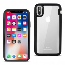 iPhone X Hard Transparent Plastic Tpu Case In Clear Black