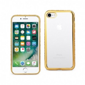 iPhone 7/8/SE2 Soft TPU Slim Clear Case With Diamond Frames In Gold
