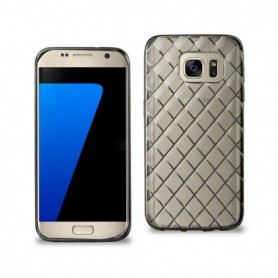 SAMSUNG GALAXY S7 FLEXIBLE 3D RHOMBUS PATTERN TPU CASE WITH SHINY FRAME IN CLEAR