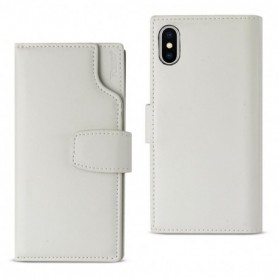 iPhone X Genuine Leather Wallet Case With Open Thumb Cut In Ivory