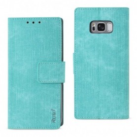 Samsung Galaxy S8/ SM Denim Wallet Case With Gummy Inner Shell And Kickstand Function In Blue