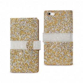 IPHONE 6 PLUS DIAMOND RHINESTONE WALLET CASE IN GOLD