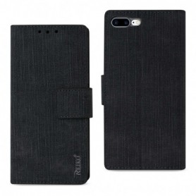 iPhone 8 Plus/ 7 Plus Denim Wallet Case With Gummy Inner Shell And Kickstand In Black