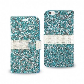 IPHONE 6 DIAMOND RHINESTONE WALLET CASE IN BLUE