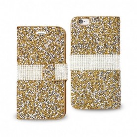 IPHONE 6 DIAMOND RHINESTONE WALLET CASE IN GOLD