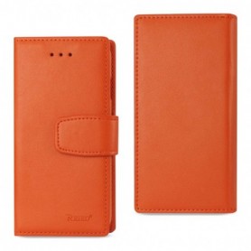 iPhone 7/8/SE2 Genuine Leather Wallet Case With RFID Card Protection In Tangerine