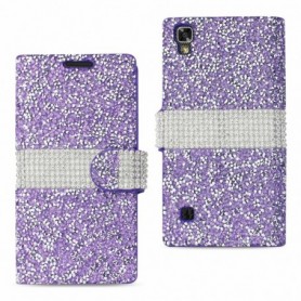 LG X POWER/ K6 DIAMOND RHINESTONE WALLET CASE IN PURPLE