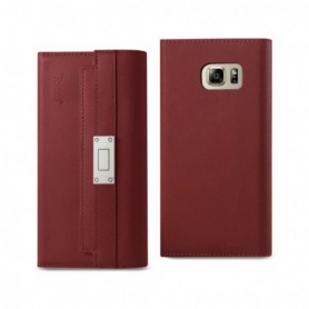 Samsung Galaxy Note 5 Genuine Leather Rfid Wallet Case And Metal Buckle Belt In Burgundy