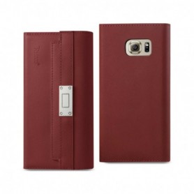 Samsung Galaxy S6 Genuine Leather Rfid Wallet Case And Metal Buckle Belt In Burgundy