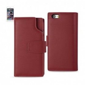 iPhone 6 Genuine Leather Wallet Case With Open Thumb Cut In Burgundy