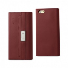 iPhone 6S Genuine Leather Rfid Wallet Case And Metal Buckle Belt In Burgundy