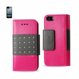 APPLE IPHONE 5/5S/SE FOLIO WALLET CASES-HOT PINK