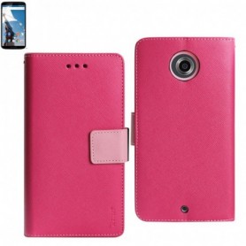 MOTOROLA NEXUS 6 FOLIO WALLET CASES-HOT PINK